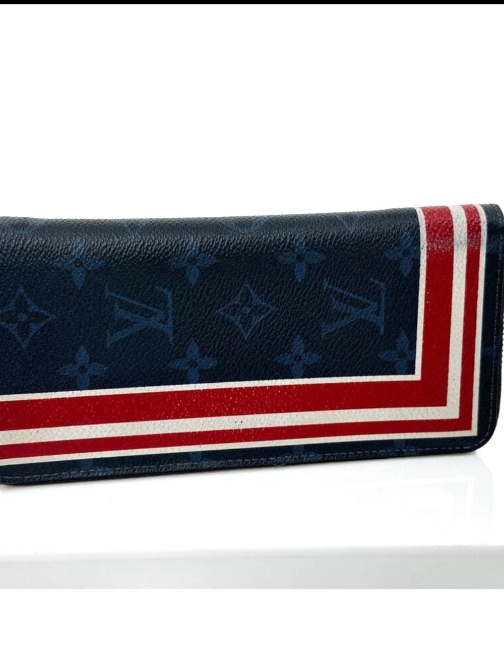 Louis Vuitton Rare Canvas Zippy Vertical Monogram Cobalt Stripe Long Wallet